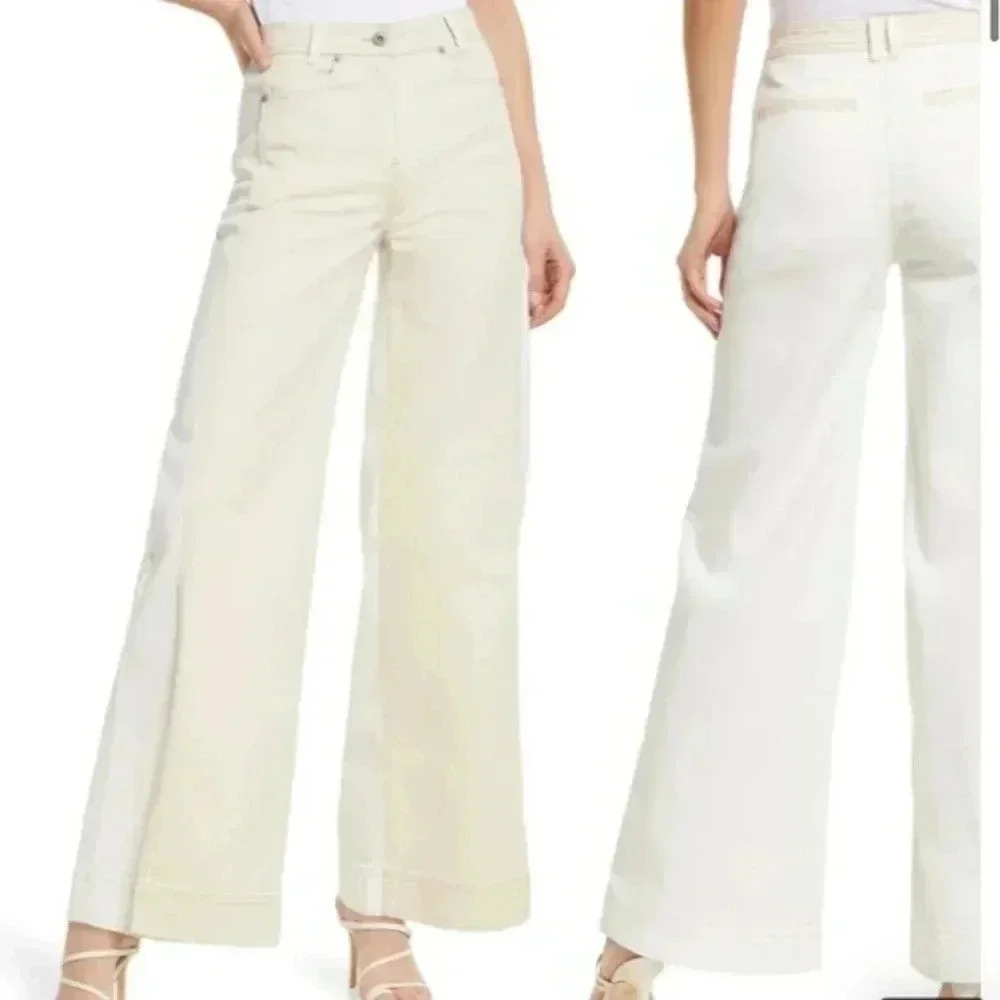 Two-Tone High Waist Wide Leg Jeans SOMETHING NAVY